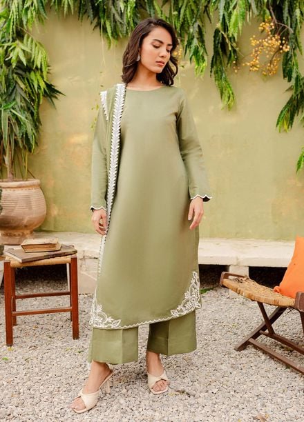 Allure by IH Pret Embroidered Silk 3 Piece Suit Sage