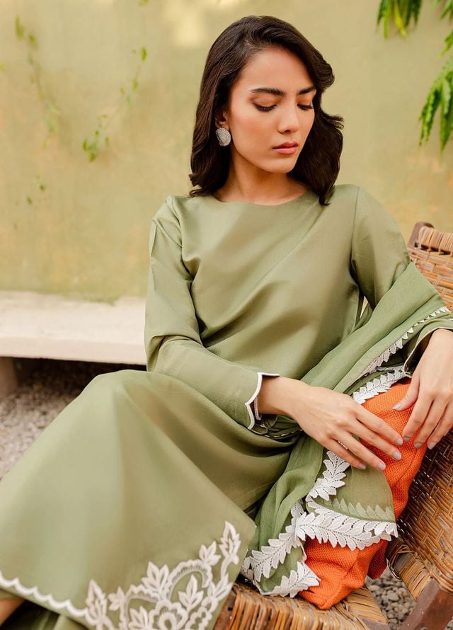 Allure by IH Pret Embroidered Silk 3 Piece Suit Sage