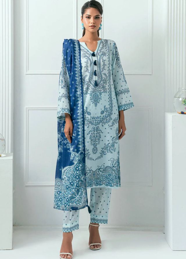 Amal Printed Lawn Suits Unstitched 3 Piece AL25AUS D-10 - Summer Collection