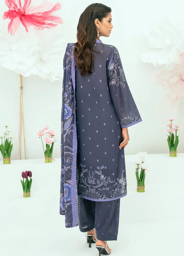 Amal Printed Lawn Suits Unstitched 3 Piece AL25AUS D-19 - Summer Collection