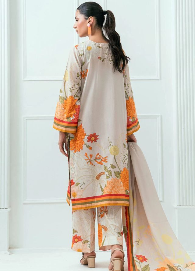 Amal Printed Lawn Suits Unstitched 3 Piece AL25AUS D-3 - Summer Collection