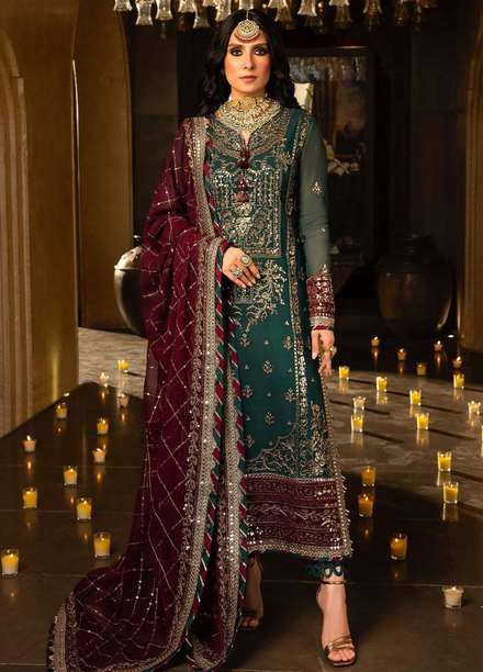 Asim Jofa Embroidered Chiffon Suits Unstitched 3 Piece AJ23VF AJVF-09 - Festive Collection