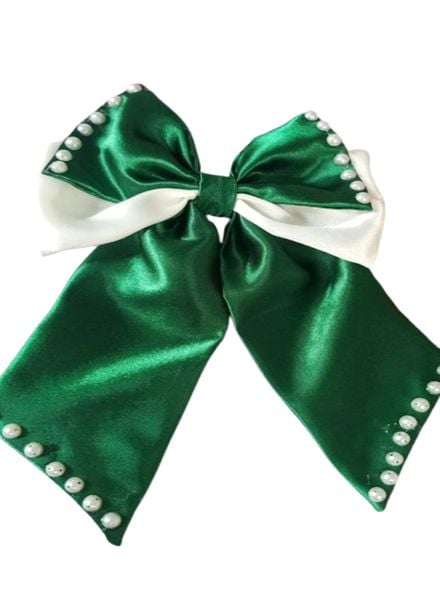AWA Scrunchies Hairbow Satin 1 Piece Pearl Detail Patriot