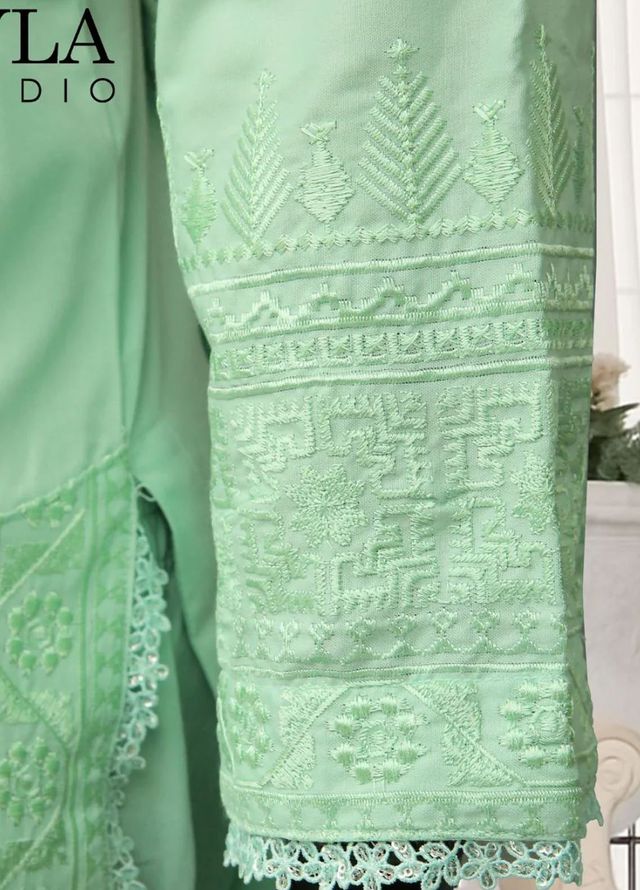 Ayla Studio Pret Embroidered Wash N Wear 2 Piece Suit Sabz-Sitara