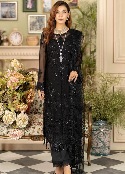 Baagh By Imrozia Premium Embroidered Chiffon Suits Unstitched 3 Piece IMP23BG M-45 Dahlia - Formal Collection