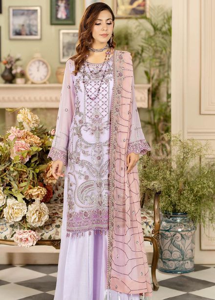 Baagh By Imrozia Premium Embroidered Chiffon Suits Unstitched 3 Piece IMP23BG M-46 Gull Lala - Formal Collection