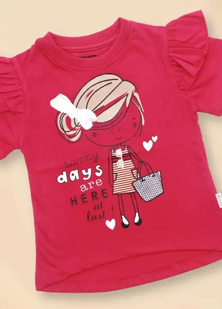 Baby Nest Kids T Shirt Summy Days are Here at last Pink