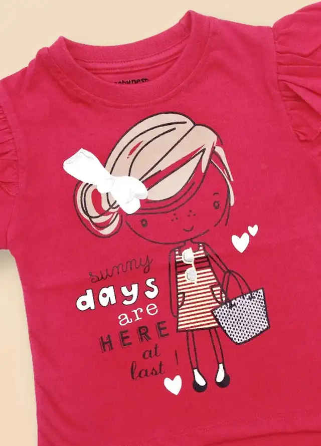 Baby Nest Kids T Shirt Summy Days are Here at last Pink