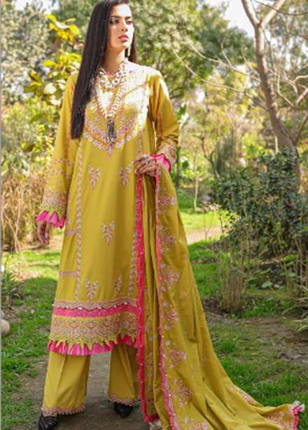 Bahar Aie By Surmai Embroidered Lawn Suits Unstitched 3 Piece SUR22BA SL-03-06 MARIGOLD - Luxury Collection