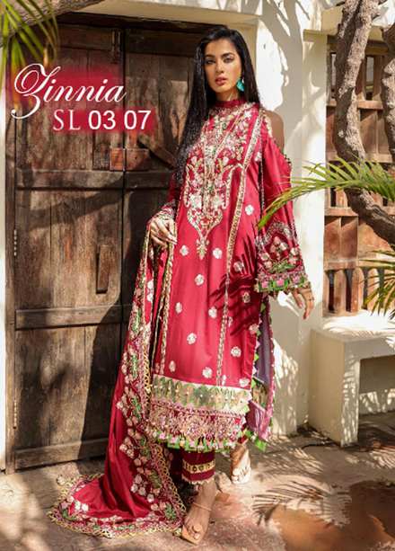 Bahar Aie By Surmai Embroidered Lawn Suits Unstitched 3 Piece SUR22BA SL-03-07 ZINNIA - Luxury Collection