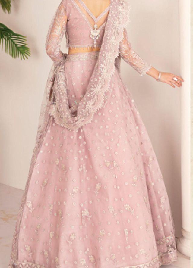 Chantelle By Baroque Embroidered Net Unstitched 3 Piece Suit BQ21C 01 Pink Salt - Luxury Collection