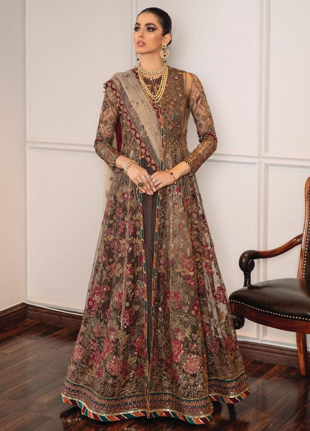 Baroque Embroidered Net Suits Unstitched 3 Piece BQ22CC EC-02 - Luxury Collection