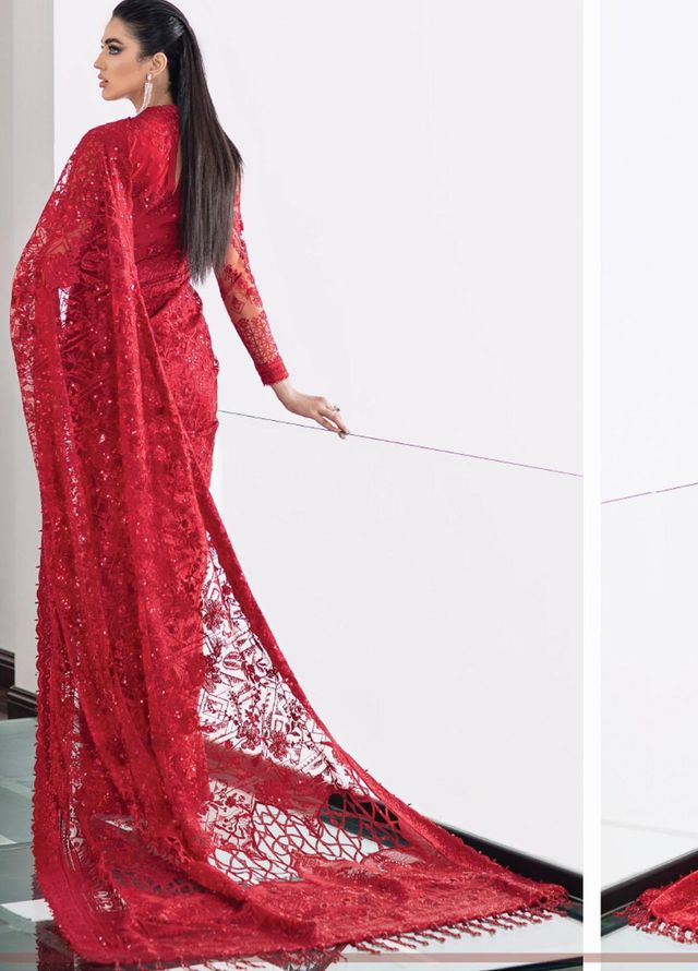 Baroque Embroidered Net  Unstitched Saree BQ22CC EC-06 - Luxury Collection