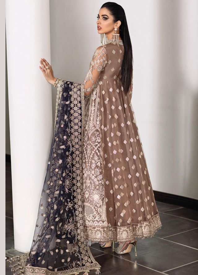 Baroque Embroidered Net Suits Unstitched 3 Piece BQ22CC EC-07 - Luxury Collection