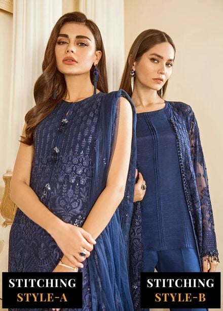 Baroque Embroidered Chiffon Suits Unstitched 3 Piece BQ25UF Delph - Formals Collection