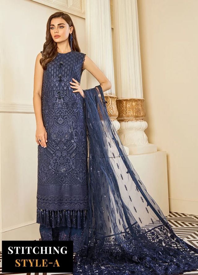Baroque Embroidered Chiffon Suits Unstitched 3 Piece BQ25UF Delph - Formals Collection