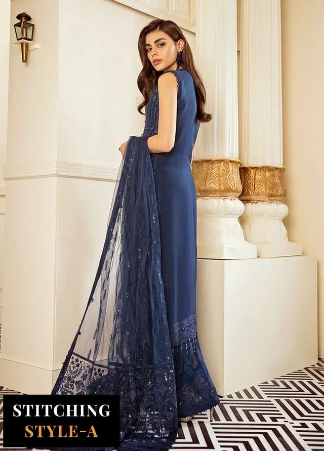 Baroque Embroidered Chiffon Suits Unstitched 3 Piece BQ25UF Delph - Formals Collection