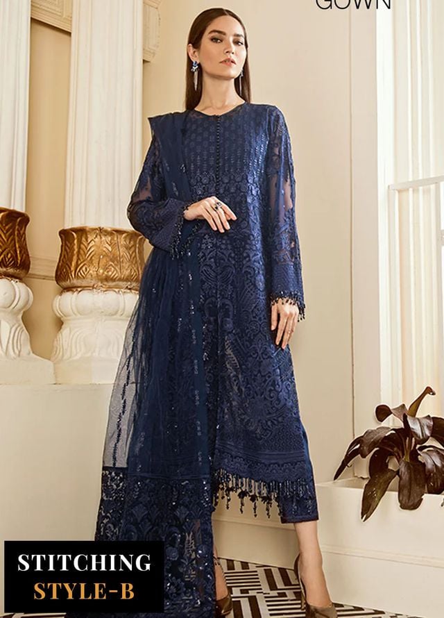 Baroque Embroidered Chiffon Suits Unstitched 3 Piece BQ25UF Delph - Formals Collection