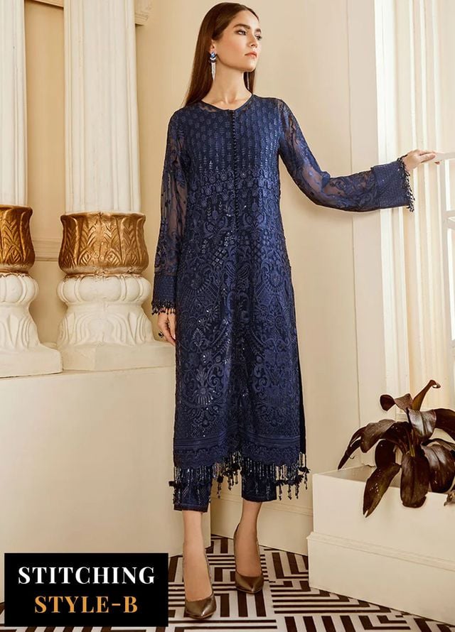 Baroque Embroidered Chiffon Suits Unstitched 3 Piece BQ25UF Delph - Formals Collection