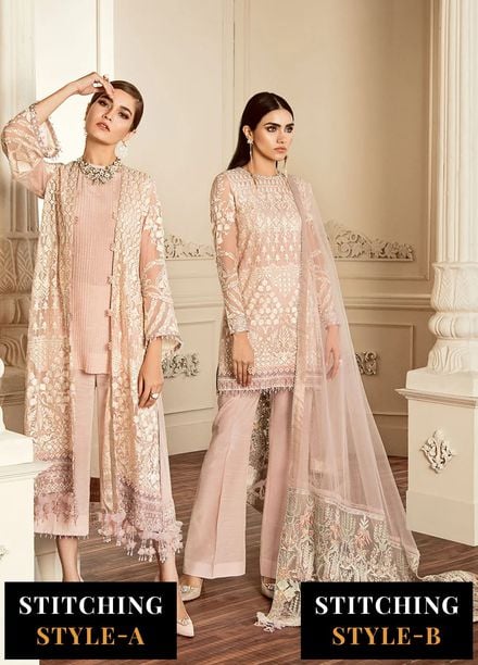 Baroque Embroidered Chiffon Suits Unstitched 3 Piece BQ25UF Dove - Formals Collection
