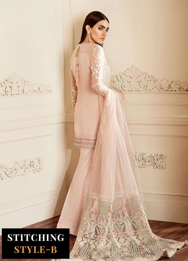 Baroque Embroidered Chiffon Suits Unstitched 3 Piece BQ25UF Dove - Formals Collection