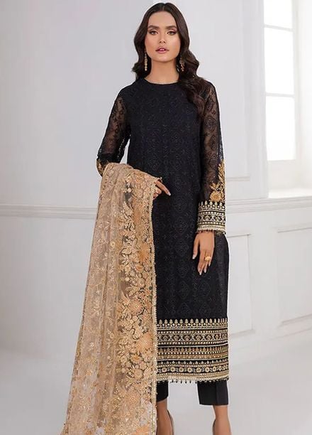 Baroque Embroidered Chiffon Suits Unstitched 3 Piece BQ25UF PR- D283 - Formals Collection
