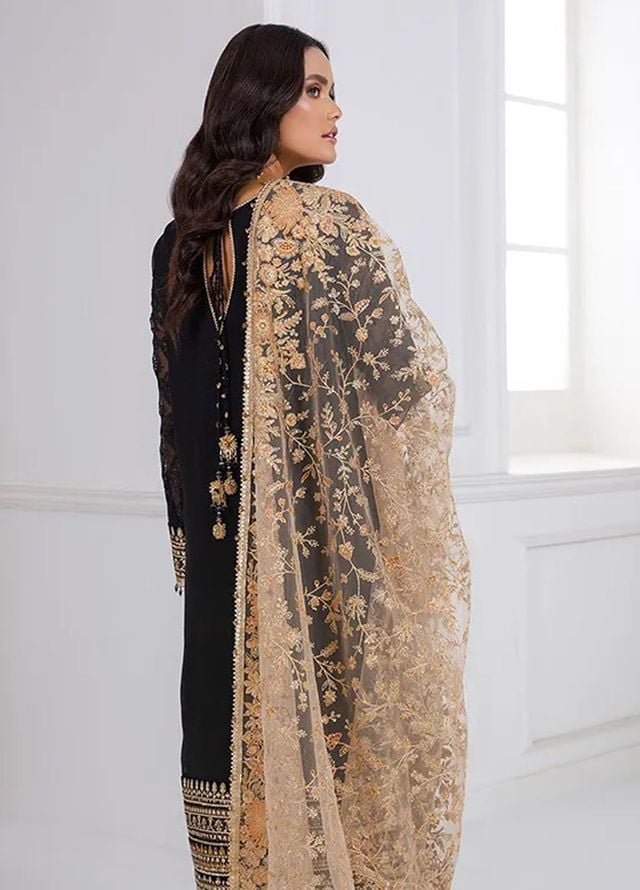 Baroque Embroidered Chiffon Suits Unstitched 3 Piece BQ25UF PR- D283 - Formals Collection