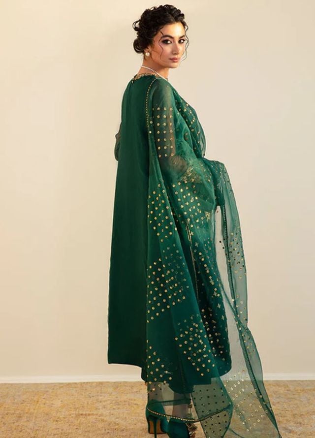 Baroque Embroidered Chiffon Suits Unstitched 3 Piece BQ25UF PR- D395 - Formals Collection