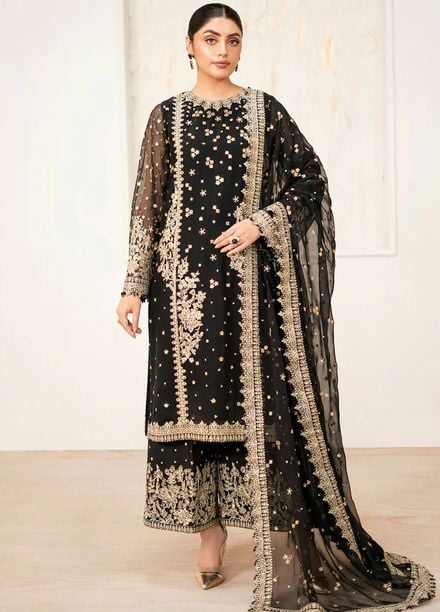 Baroque Embroidered Chiffon Suits Unstitched 3 Piece BQ25UF UF-4038 - Formals Collection