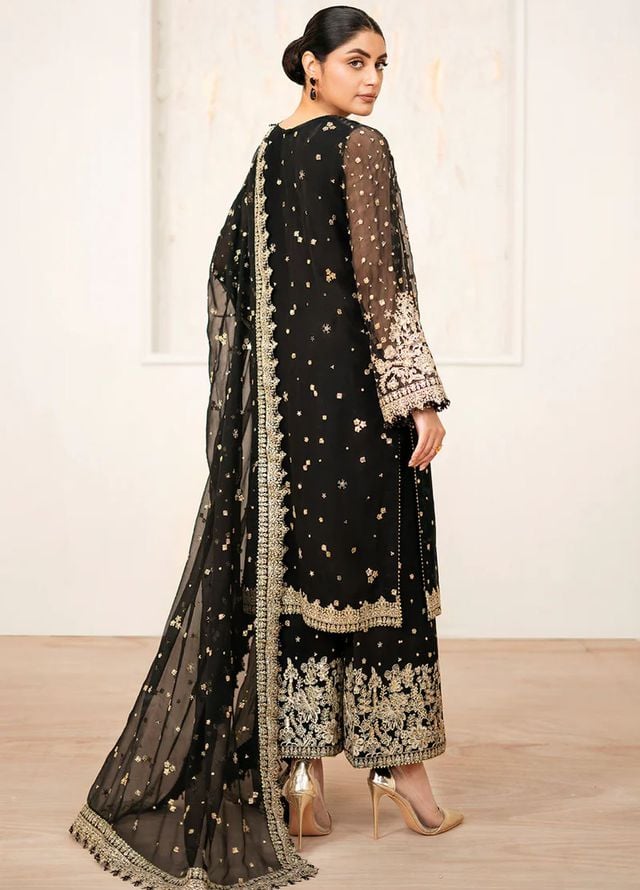 Baroque Embroidered Chiffon Suits Unstitched 3 Piece BQ25UF UF-4038 - Formals Collection