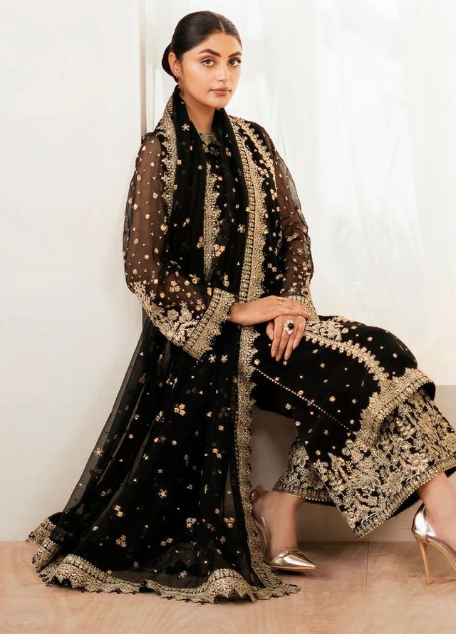 Baroque Embroidered Chiffon Suits Unstitched 3 Piece BQ25UF UF-4038 - Formals Collection