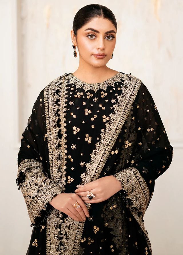 Baroque Embroidered Chiffon Suits Unstitched 3 Piece BQ25UF UF-4038 - Formals Collection