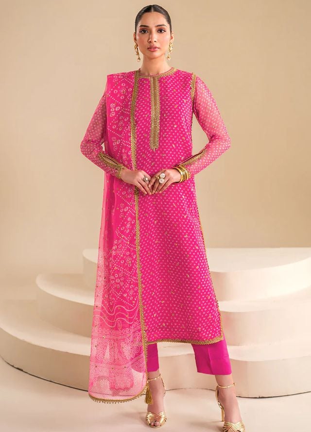 Baroque Embroidered Chiffon Suits Unstitched 3 Piece BQ25UF UF-626 - Formals Collection