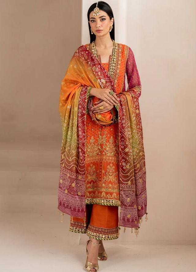 Baroque Embroidered Chiffon Suits Unstitched 3 Piece BQ25UF UF-706 - Formals Collection