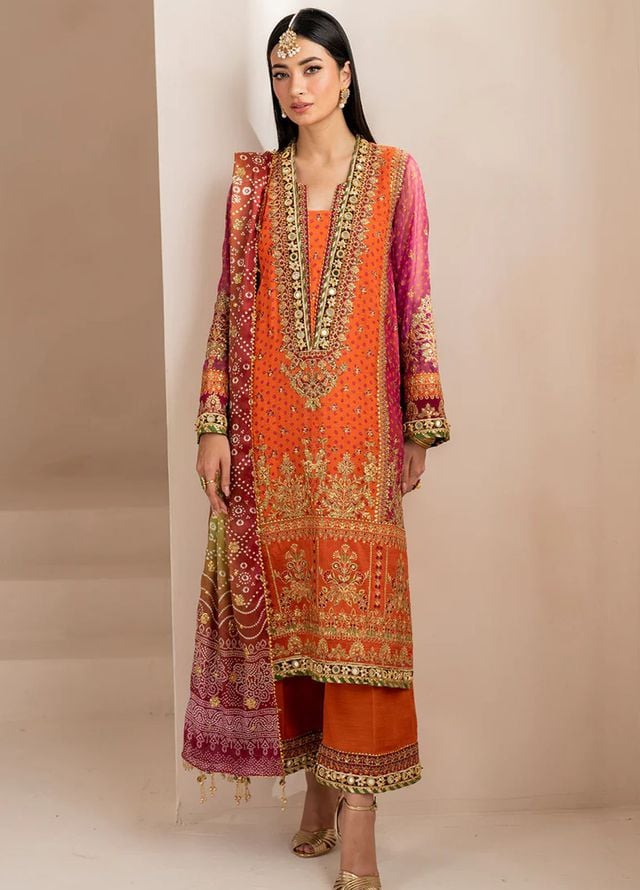 Baroque Embroidered Chiffon Suits Unstitched 3 Piece BQ25UF UF-706 - Formals Collection