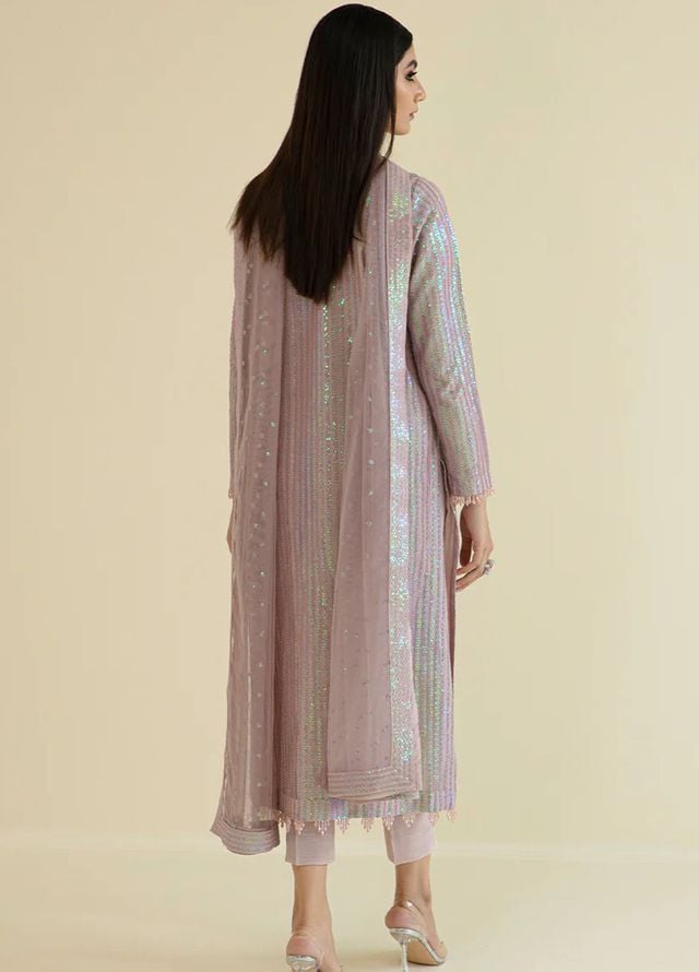 Baroque Embroidered Net Suits Unstitched 3 Piece BQ25UF PR- D384 - Formals Collection