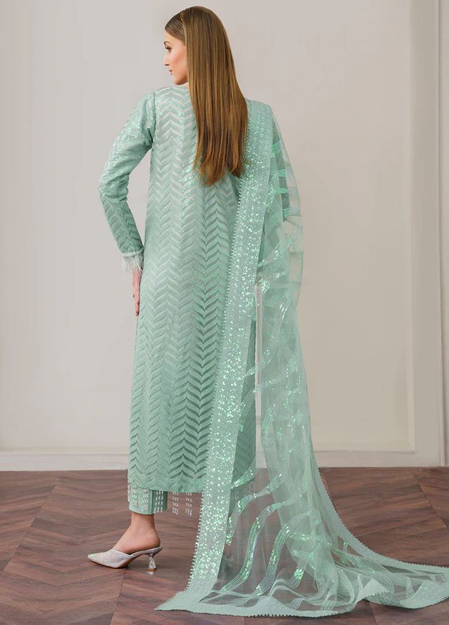 Baroque Embroidered Net Suits Unstitched 3 Piece BQ25UF UF- D 517 - Formals Collection