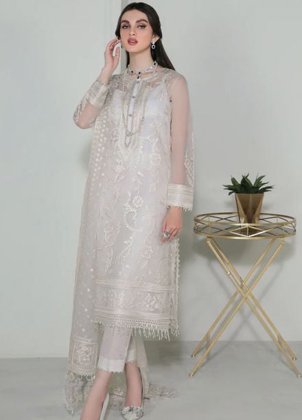 Baroque Embroidered Organza Suits Unstitched 3 Piece BQ25UF UF- D186 - Formals Collection