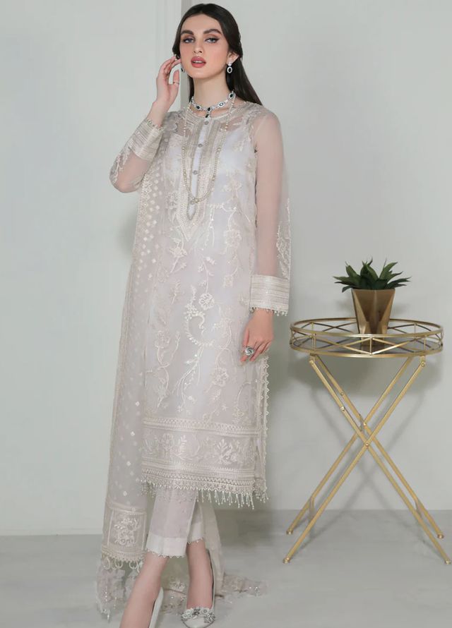 Baroque Embroidered Organza Suits Unstitched 3 Piece BQ25UF UF- D186 - Formals Collection