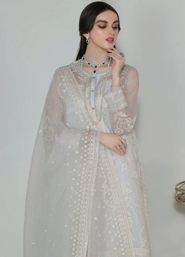 Baroque Embroidered Organza Suits Unstitched 3 Piece BQ25UF UF- D186 - Formals Collection