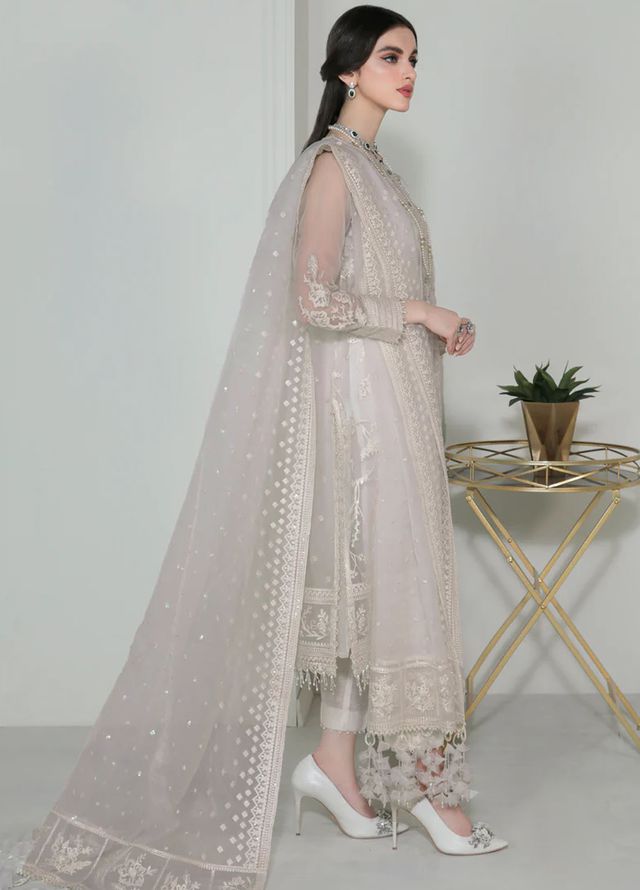 Baroque Embroidered Organza Suits Unstitched 3 Piece BQ25UF UF- D186 - Formals Collection