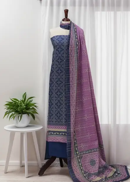 Bin Saeed Printed Cotton Suit Unstitched 3 Piece BN24F D-47 - Summer Collection