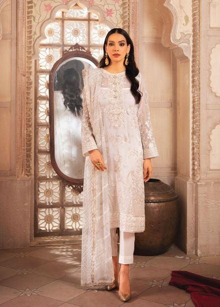 Blanche Fashion Embroidered Chiffon Suits Unstitched 3 Piece BLF22C BLC-03 - Luxury Festive Collection