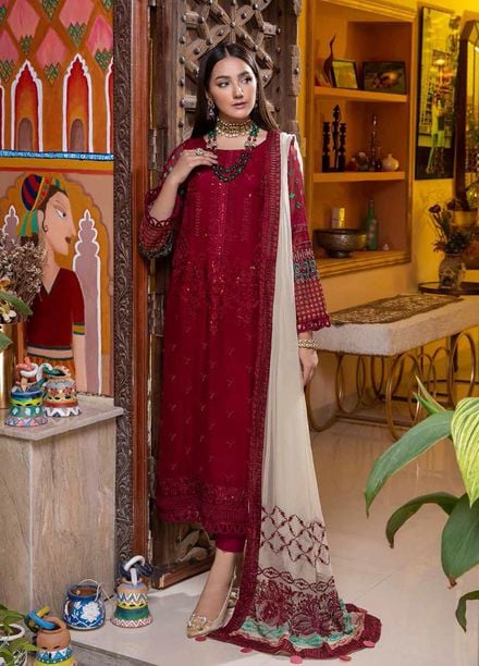 Celine By Charizma Embroidered Chiffon Suits Unstitched 3 Piece CRZ21CC CCE-01 - Luxury Collection