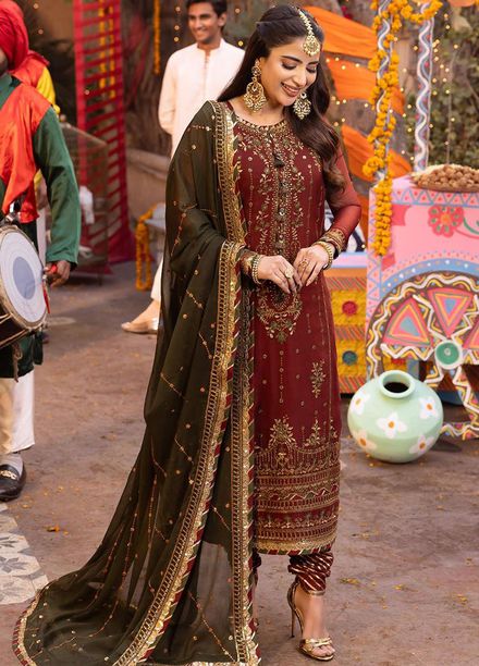 Chamak Damak by Asim Jofa Embroidered Chiffon Suits Unstitched 3 Piece AJ24CD AJCD-22 - Festive Collection