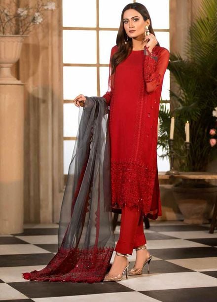 Chimmer By Charizma Embroidered Chiffon Suits Unstitched 3 Piece CRZ21-C4 30 - Luxury Collection