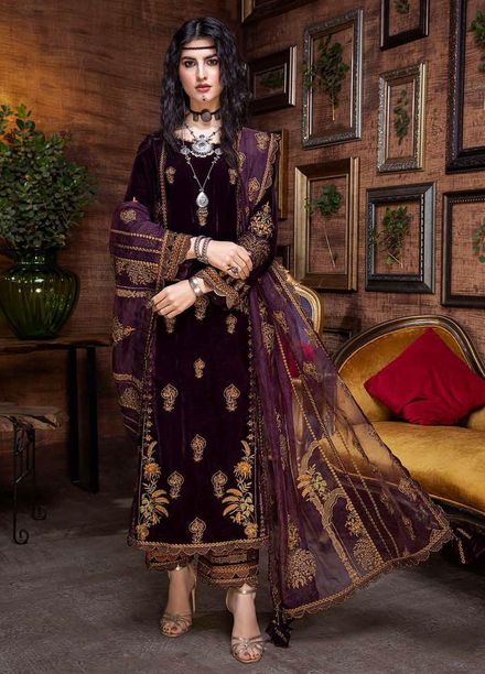 Signora By Charizma Embroidered Velvet Suits Unstitched 3 Piece CRZ21SV CVT-09 - Winter Collection
