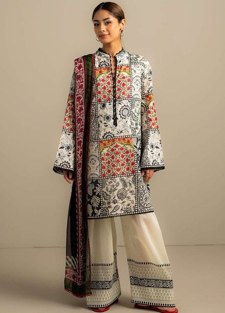 Coco Prints by Zara Shahjahan Printed Lawn Suits Unstitched 3 Piece CZS25PS D-08 B Elra - Summer Collection