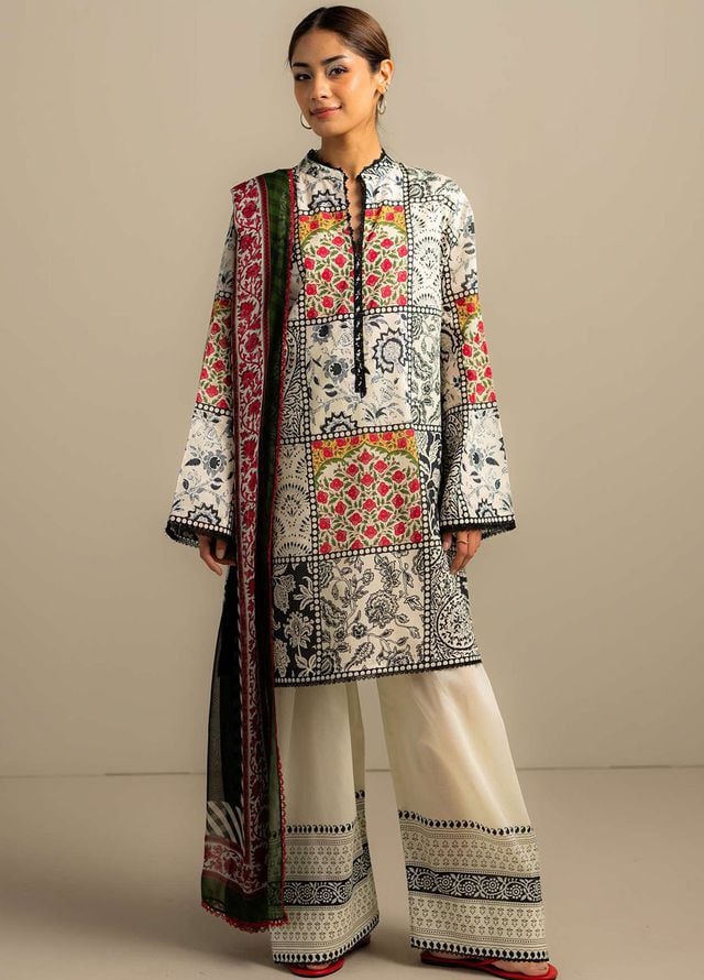 Coco Prints by Zara Shahjahan Printed Lawn Suits Unstitched 3 Piece CZS25PS D-08 B Elra - Summer Collection