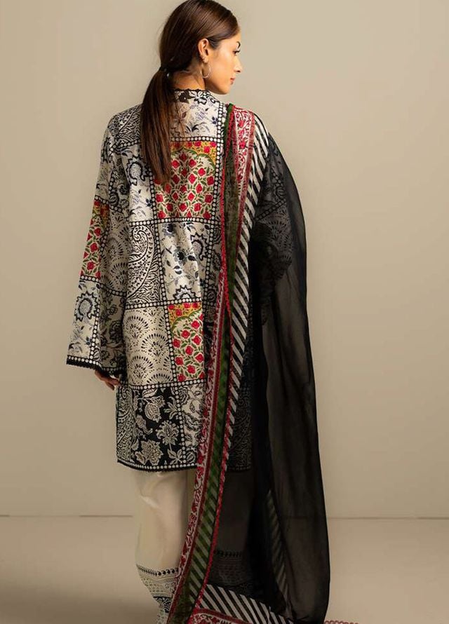 Coco Prints by Zara Shahjahan Printed Lawn Suits Unstitched 3 Piece CZS25PS D-08 B Elra - Summer Collection
